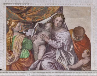 Madonna with Infant Jesus and St. Catherine offering a dove to Jesus (detail)