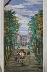 Perspective with Countryside View and Carriages, Northern Wall, Bacchus Room