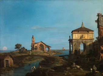 An Island in the Lagoon with a Gateway and a Church