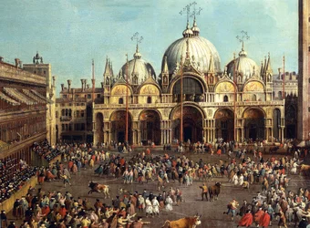 Bullfighting or Bull Hunting in Piazza San Marco