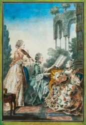 The three daughters of the composer Joseph-Nicolas-Pancrace Royer performing the music of the ballet Zaide