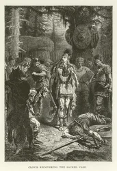 Clovis recovering the Sacred Vase (engraving)