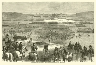 Position of the Confederate Army when the surrender was announced, April 1865