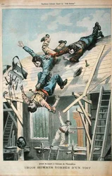 Three men falling from a roof, from 