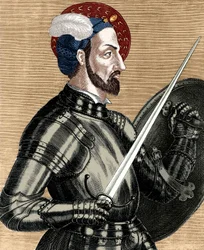 Charles of Bourbon (1490-1527), supreme commander of the French armies, engraving colorized document