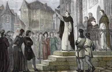 Representation of Albert the Great Teaching in Paris, at the University of Paris, at the First Dominican Convent on Rue Saint Jacques