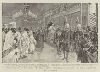 A Special Audience at the Vatican, the Pope receiving a Deputation of Abyssinian Missionaries and Natives
