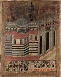 Italy, Siena, cathedral, painting on wood, reproduced on a Biccherna Tablet