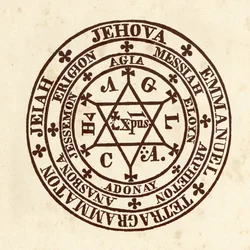 Occult Sciences: Magic Circle. Schema from De Occulta Philosophia by Henry Cornelius Agrippa