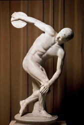 The Discobolus. A Roman athlete attempting a record throw. Roman copy of Myron