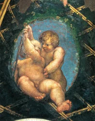 Ovate with cherubs (detail)
