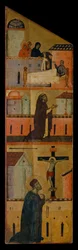 Diptych of Blessed Andrea Gallerani: The holy women appear to St. Reginald, Dominic prays for the healing of St. Reginald and Gallerani prays before the cross (inside left panel)