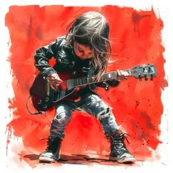 A child playing rock electric guitar