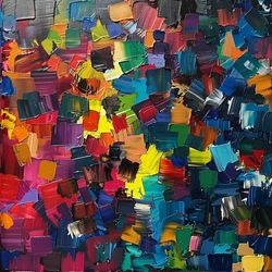 Contemporary Art Oil Painting with Colorful & Bright Texture