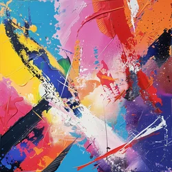 Vibrant and Colorful Abstract Oil Painting on Canvas