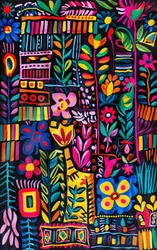 Vivid color naive art painting