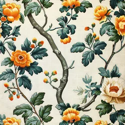 Green & orange floral block pattern