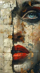 Woman face with Acrylic painting Brush Stroke