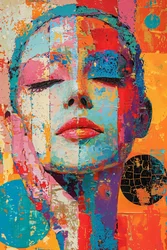 A woman face canvas minimalist sculptural abstract sci fi surrealism