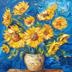 Acrylic painting: bright colors sunflowers Van Gogh style