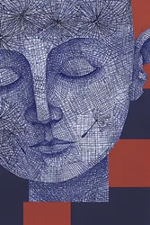Blue Face of a Man Portrait