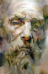 Wise Old Man with White Beard