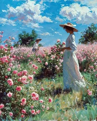 Beautiful Landscape with Blooming Meadows