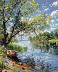 Beautiful Landscape with Sunlit Meadows