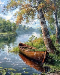Beautiful Landscape with a River & Boat