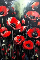Knife Painting Vivid Red Poppies