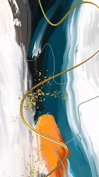 Abstract Painting in Shades of Gray and Orange
