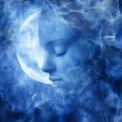 Magnificent Selene Moon whisper isolated on white background