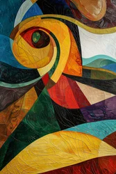 Abstract Colorful Stained Glass Pattern, Picasso inspiration