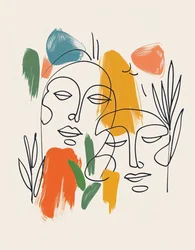 Minimalist Boho Windring One Line Sketch, Mid-Century Modern
