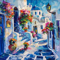 Thira with Beautiful Street Lamps