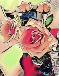 Roses with Blue Glass