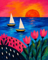 Sunset at the Sea of Blossoms