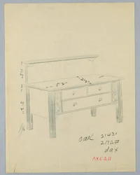 Design for Rectangular Sideboard with Vases of Flowers