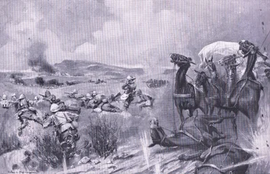 The attack on the convoy at Buffelspoort (illustration from After Pretoria: The Guerilla War)