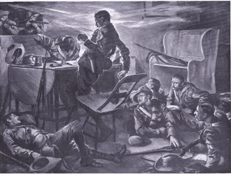 The killing of two men of Comptons Horse while writing letters home (illustration from After Pretoria: The Guerilla War, 1902)