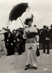 Fashion at the Races: A Female Spectator at the Journée des Drags, Auteuil, France