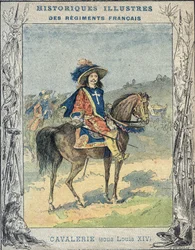Cavalry under Louis XIV - From a protective sleeve for school books, late 19th century - illustration by A Demarle