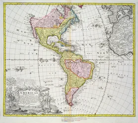 Map of the Americas, published by Homann, 1746