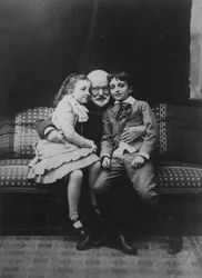 Victor Hugo and his grandchildren Georges and Jeanne, 1881