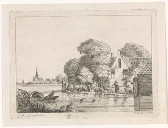 Fisherman and a Woman in Front of a House