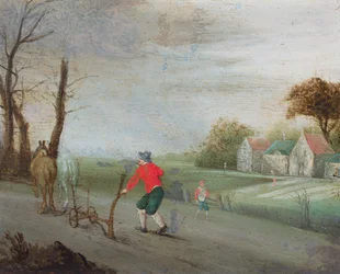 A Man Ploughing a Field