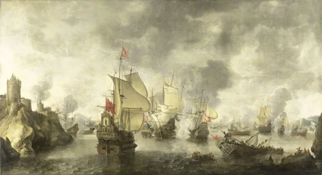 Battle of the Combined Venetian and Dutch Fleets against the Turks in the Bay of Foya