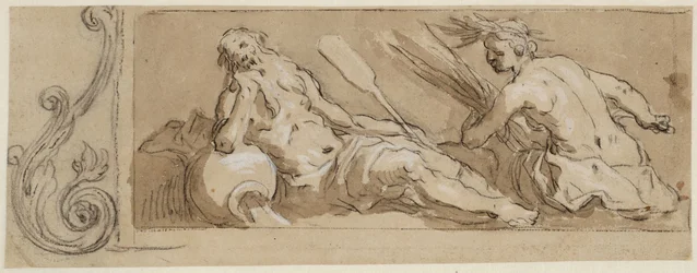A River God and Ceres in an Ornamental Frame