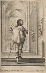 A Gentleman Seen from Behind Walking into a Church