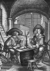 Tobacco Smokers (engraving by Abraham Bosse, 18th century)